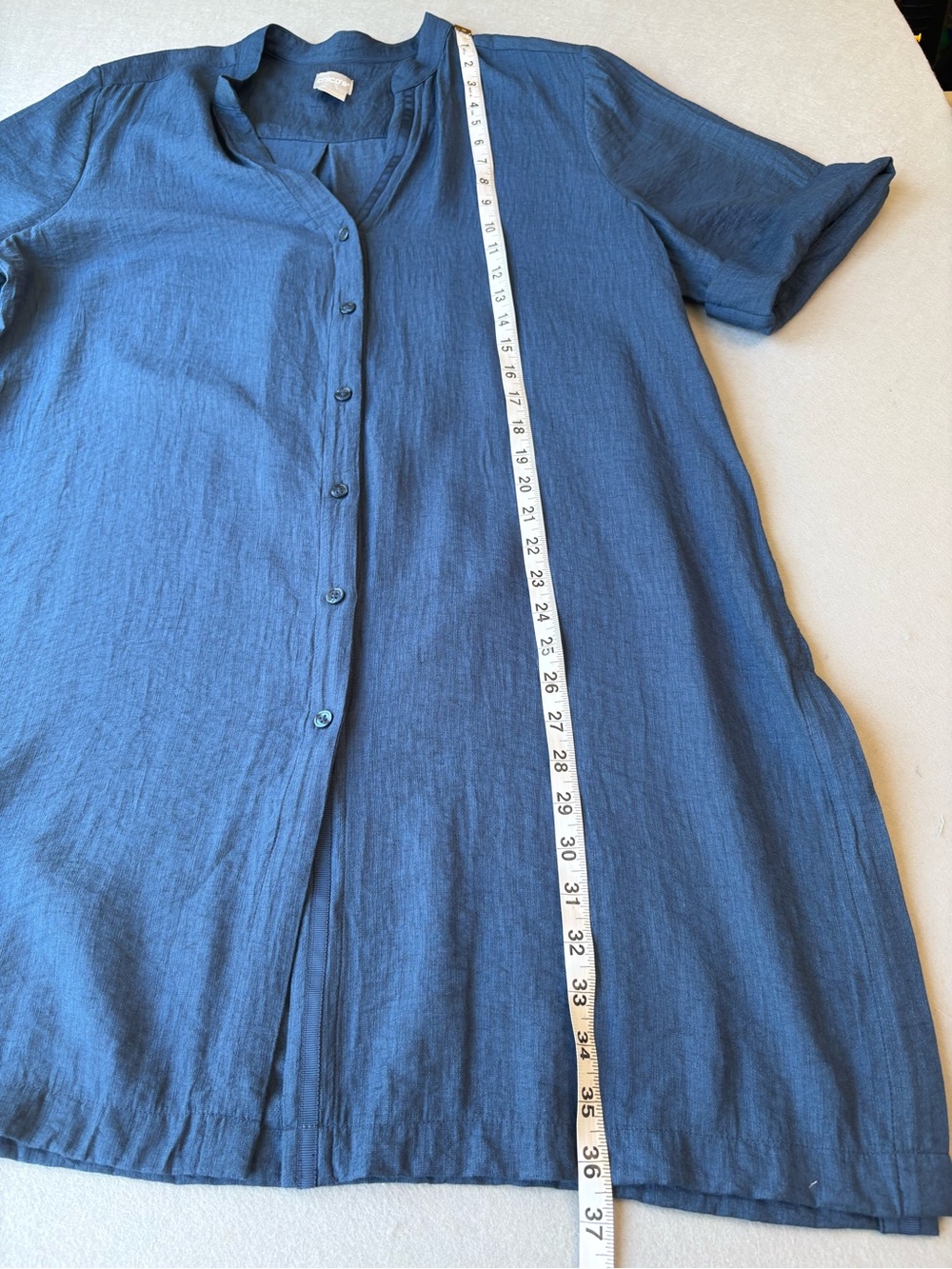 Chico's Casual Rayon Navy Button-Down Tunic sz XL Lightweight Coastal Grandma - Picture 6 of 9